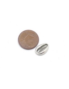 petit cauris en métal argenté 12mm x 7,9mm breloque connecteur 2