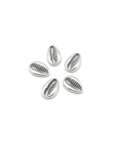 perle cauris argenté en métal breloque connecteur