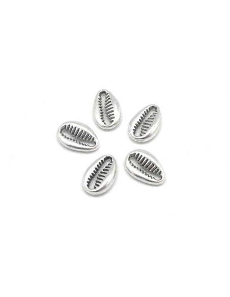 perle cauris argenté en métal breloque connecteur