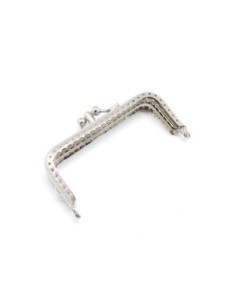 Fermoir sac, porte monnaie, lunette clasp double en métal argenté 10cm avec attache sur les côtés 2