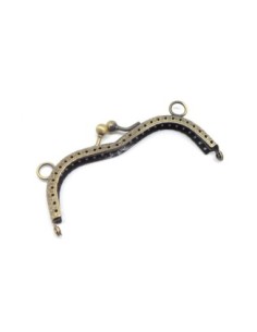 Fermoir porte monnaie étui à lunettes clasp en métal de couleur bronze travaillé 10,5cm avec attache sur les côtés