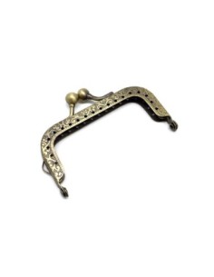 Fermoir porte monnaie en métal de couleur bronze travaillé 7cm avec attache sur le côté