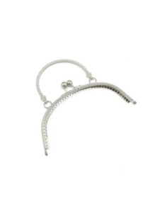 Grand Fermoir sac avec anse 16cm clasp en métal argenté ciselé style rétro