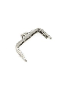 Fermoir sac, porte monnaie, lunette clasp double en métal argenté 8cm avec attache sur un côté 2