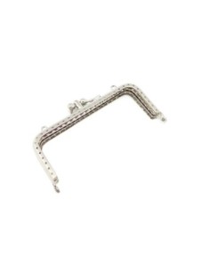 Fermoir sac, porte monnaie, lunette clasp double en métal argenté 12cm avec attache sur le dessus 2