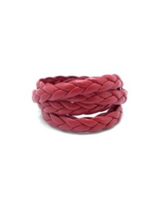 70cm lanière tressé 8mm simili cuir, cuir synthétique rouge cardinal