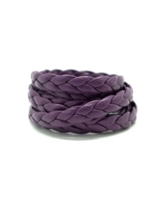 70cm lanière tressé 8mm simili cuir, cuir synthétique violet prune