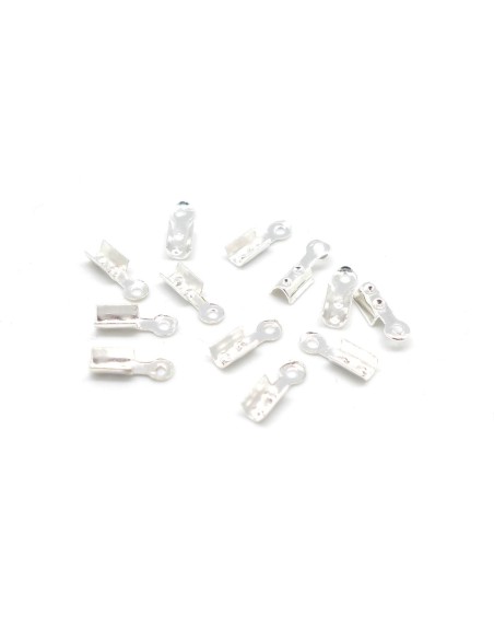 50 Embouts serre fil pour cordon de 1mm en métal argenté brillant blanc 2,5mm x 8mm