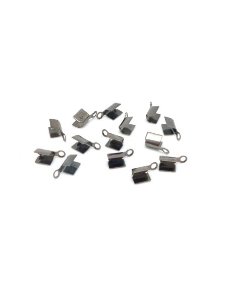 Serre fil  gris foncé en métal 3mm x 8mm pour cordon cuir 1,5mm