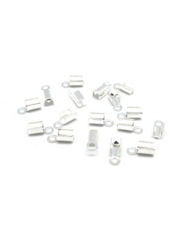 40 Embouts serre fil en métal argenté brillant blanc 4mm x 10,5mm pour cordon de 2mm