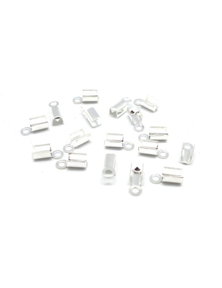 40 Embouts serre fil en métal argenté brillant blanc 4mm x 10,5mm pour cordon de 2mm