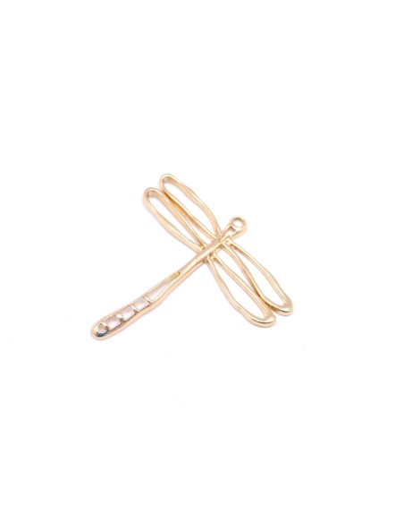 Grand Pendentif libellule en métal doré 70mm