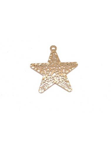 Grand pendentif étoile ajouré en métal doré 74mm x 70mm