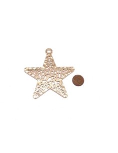 Grand pendentif étoile ajouré en métal doré 74mm x 70mm 2