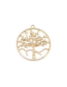 Grand pendentif arbre de vie en métal doré 6cm x 5,5cm