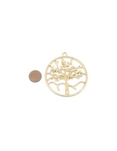 Grand pendentif arbre de vie en métal doré 6cm x 5,5cm 2