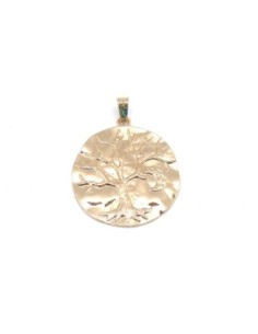 Grand pendentif arbre de vie en métal doré 8,5cm x 6,5cm
