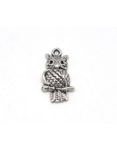 Breloques hibou, chouette en métal argenté 22mm x 12mm