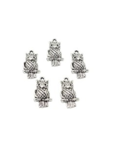 Breloques hibou, chouette en métal argenté 22mm x 12mm 2