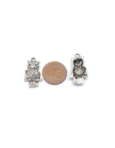Pendentif hibou en métal argenté pas cher
