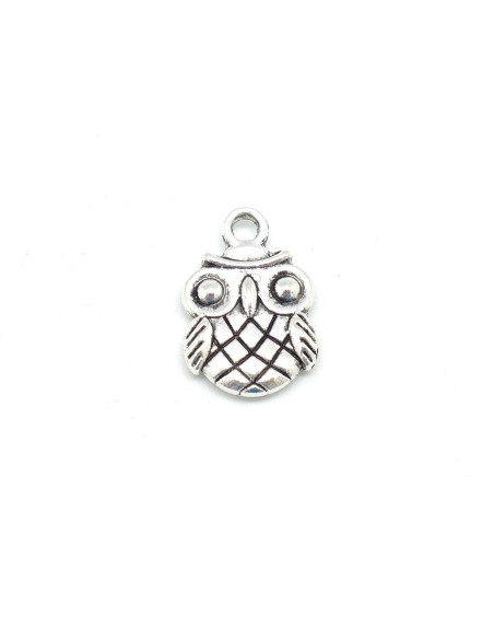 Breloques hibou en métal argenté chouette 19mm x 13mm