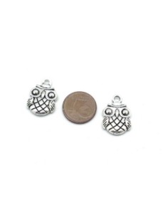 Breloques hibou en métal argenté chouette 19mm x 13mm 2