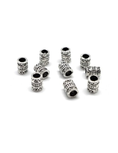 Perle tube  travaillé à gros trou 3,6mm style ethnique aztèque