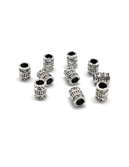 Perle tube  travaillé à gros trou 3,6mm style ethnique aztèque