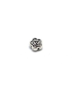 20 Perles fleur en métal argenté 7,2mm connecteur rose travaillé 2