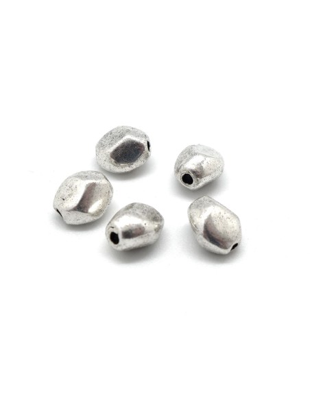 Perle en métal argenté galets irrégulier