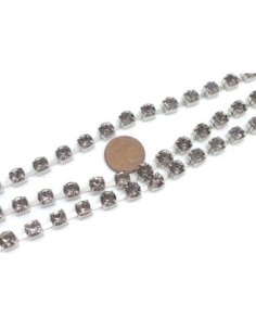 50cm de chaînette strass couleur parme très clair 6mm et métal argenté 2