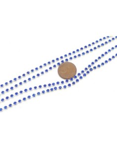 chaînette strass couleur bleu saphir 2,5mm et métal argenté 2