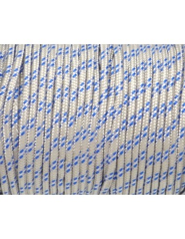 2m paracorde 3mm cordon nylon tressé corde nylon gainé blanc cassé et bleu