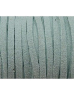 Cordon plat daim synthétique de couleur vert bleu clair 2,5mm