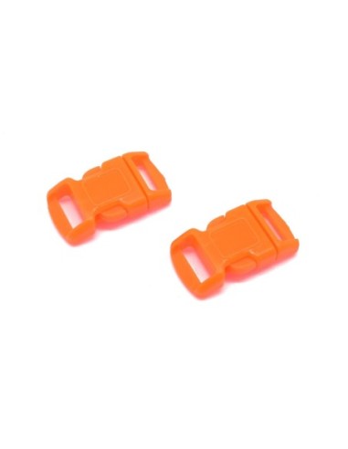 2 Fermoirs clip bracelet paracorde, sac, couture 15mm x 29mm en plastique orange fluo