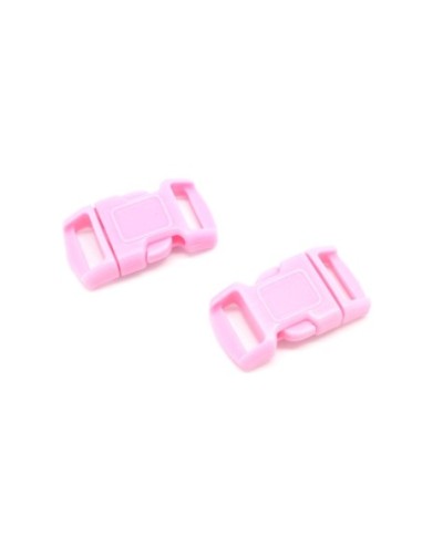 2 Fermoirs clip bracelet paracorde, sac, couture 15mm x 29mm en plastique rose pâle