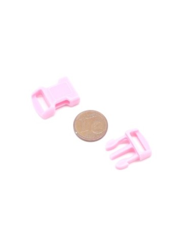 2 Fermoirs clip bracelet paracorde, sac, couture 15mm x 29mm en plastique rose pâle