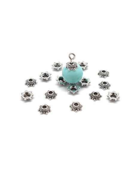 50 mini Calottes, coupelles, connecteurs en métal argenté 1,7mm x 5,2mm