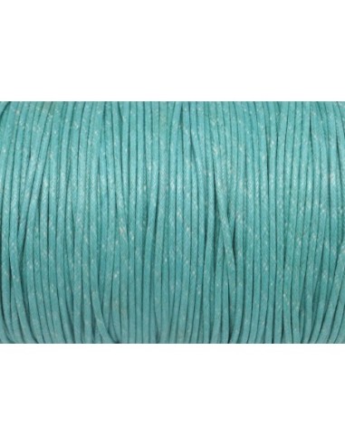 10m Cordon coton ciré 2mm de couleur vert turquoise