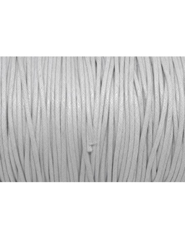 Cordon coton ciré 2mm de couleur gris très clair blanc