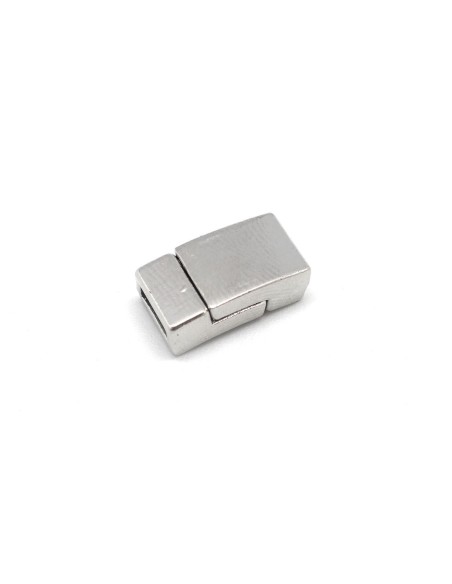 Fermoir aimanté rectangle incurvé pour lanière de 6mm x 2mm en métal argenté