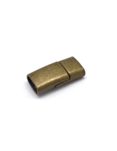 Fermoir aimanté rectangle arrondi en métal couleur bronze pour lanière de 9,5mm x 4mm
