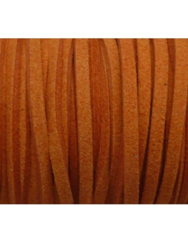Cordon plat daim synthétique 2,5mm de couleur orange