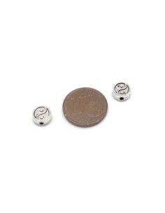 20 petites Perles "YIN YANG" en métal argenté 7,4mm 2