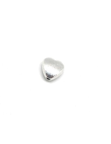10 Perles coeur en métal argenté 7,6mm x 8,1mm