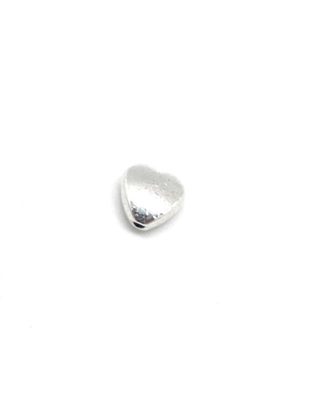 10 Perles coeur en métal argenté 7,6mm x 8,1mm