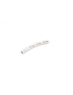 5 perles tubes légèrement incurvé fin en métal argenté travaillé brillant 2,5cm