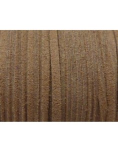 Cordon daim synthétique de couleur marron, café au lait 2,5mm 2