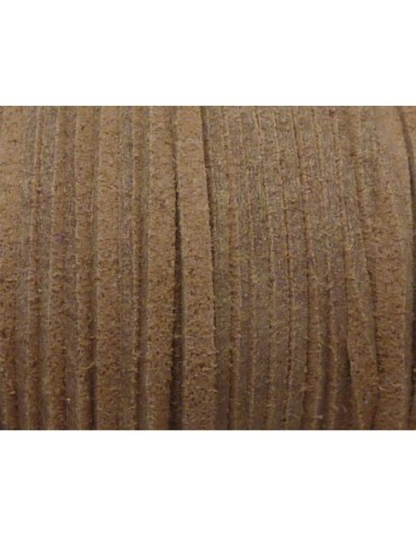 Cordon daim synthétique de couleur marron, café au lait 2,5mm