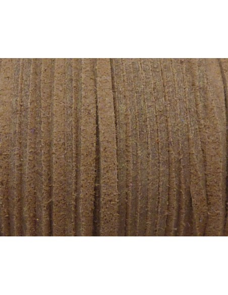 Cordon daim synthétique de couleur marron, café au lait 2,5mm